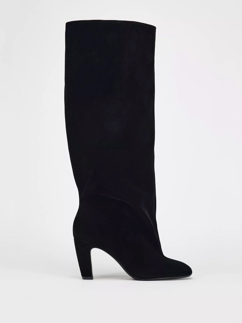 NWT ZARA Black Knee High Velvet Boots